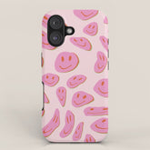 70s retro pink smiles pattern iPhone Case