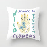 90s Wild Flowers Exhibition Poster Throw Pillow