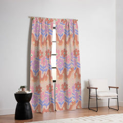 70s Retro Floral vibe Window Curtain