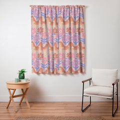 70s Retro Floral vibe Window Curtain