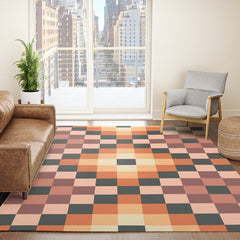 70s color squares pattern Rug