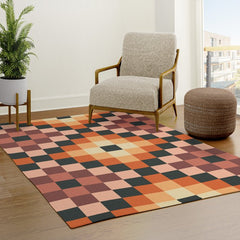 70s color squares pattern Rug