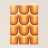 70s Retro Vintage Style Wave Pattern Autumn Brown Orange and Yellow Stationery Card
