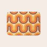 70s Retro Vintage Style Wave Pattern Autumn Brown Orange and Yellow Bath Mat