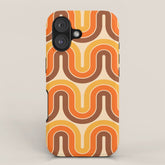 70s Retro Vintage Style Wave Pattern Autumn Brown Orange and Yellow iPhone Case