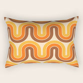 70s Retro Vintage Style Wave Pattern Autumn Brown Orange and Yellow Rectangular Pillow