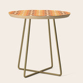 70s Retro Vintage Style Wave Pattern Autumn Brown Orange and Yellow Side Table