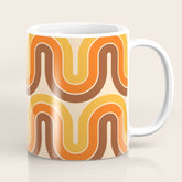 70s Retro Vintage Style Wave Pattern Autumn Brown Orange and Yellow Coffee Mug