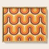 70s Retro Vintage Style Wave Pattern Autumn Brown Orange and Yellow Serving Tray