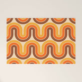 70s Retro Vintage Style Wave Pattern Autumn Brown Orange and Yellow Welcome Mat