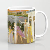 A blindfolded suitor is brought before a princess; verso/ scrolling floral vines 1755 Fayzullah Indian Miniature Painting Coffee Mug