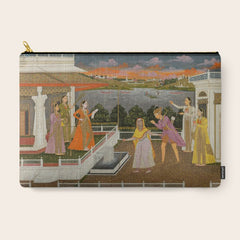 A blindfolded suitor is brought before a princess; verso/ scrolling floral vines 1755 Fayzullah Indian Miniature Painting Carry All Pouch