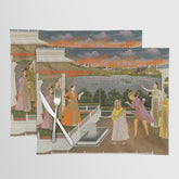 A blindfolded suitor is brought before a princess; verso/ scrolling floral vines 1755 Fayzullah Indian Miniature Painting Placemat