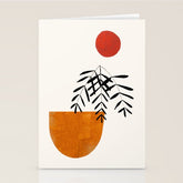 Autumn Vine' Minimal Mid Century Abstract Shapes With Floral Plant Motif Boho Vintage Paper Collage Line Drawing Stationery Card