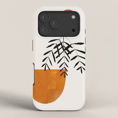 Autumn Vine' Minimal Mid Century Abstract Shapes With Floral Plant Motif Boho Vintage Paper Collage Line Drawing iPhone Case