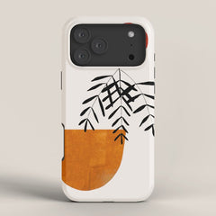 Autumn Vine' Minimal Mid Century Abstract Shapes With Floral Plant Motif Boho Vintage Paper Collage Line Drawing iPhone Case