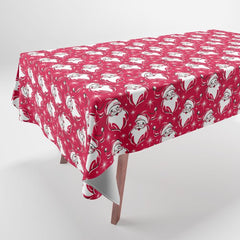 Tis The Season Retro Santa Red White Pattern Tablecloth
