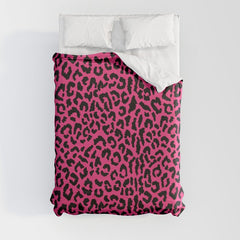 2000s leopard-black on hot pink Duvet Cover