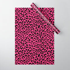 2000s leopard-black on hot pink Wrapping Paper