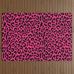 2000s leopard-black on hot pink Outdoor Rug