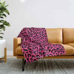 2000s leopard-black on hot pink Throw Blanket