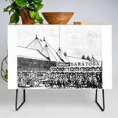 "The Starting Gate" Saratoga Springs Race Course Track Credenza