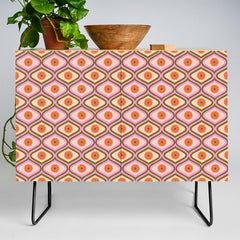 70s Disco Daisy Flower Pattern Credenza