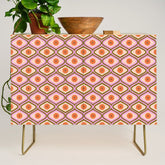 70s Disco Daisy Flower Pattern Credenza