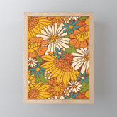 70s Retro Floral Mini Art Print