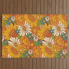 70s Retro Floral Outdoor Rug