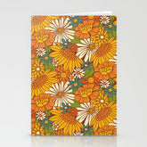 70s Retro Floral Stationery Card