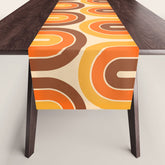 70s Retro Vintage Style Wave Pattern Autumn Brown Orange and Yellow Table Runner