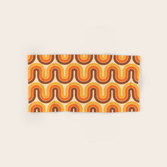 70s Retro Vintage Style Wave Pattern Autumn Brown Orange and Yellow Bath Towel
