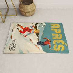 "Apres" Retro Pinup Ski Art Rug