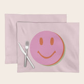 70s retro pink smiles pattern Placemat