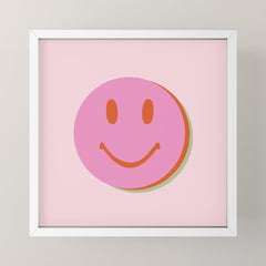 70s retro pink smiles pattern Mini Art Print