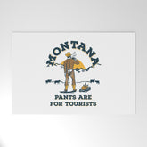 "Montana: Pants Are For Tourists" Funny Retro Cowboy Travel Art Welcome Mat