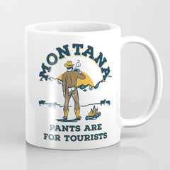 "Montana: Pants Are For Tourists" Funny Retro Cowboy Travel Art Coffee Mug