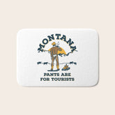 "Montana: Pants Are For Tourists" Funny Retro Cowboy Travel Art Bath Mat