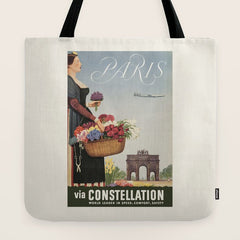1950s Paris Vintage Travel Poster Tote Bag