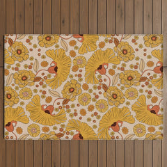 70s Floral Pattern Outdoor Rug
