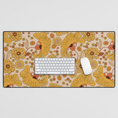 70s Floral Pattern Desk Mat