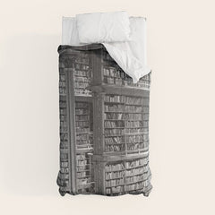 A book lovers dream - Cast-iron Book Alcoves Cincinnati Library black and white photography Comforter