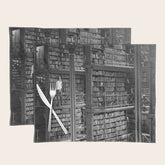 A book lovers dream - Cast-iron Book Alcoves Cincinnati Library black and white photography Placemat