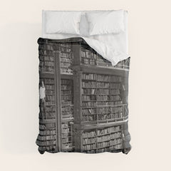 A book lovers dream - Cast-iron Book Alcoves Cincinnati Library black and white photography Duvet Cover