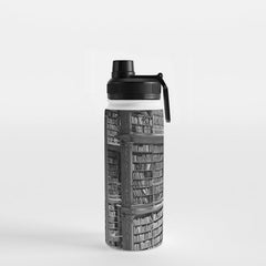 A book lovers dream - Cast-iron Book Alcoves Cincinnati Library black and white photography Water Bottle