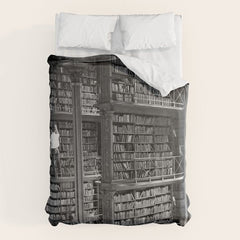 A book lovers dream - Cast-iron Book Alcoves Cincinnati Library black and white photography Duvet Cover