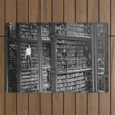 A book lovers dream - Cast-iron Book Alcoves Cincinnati Library black and white photography Outdoor Rug