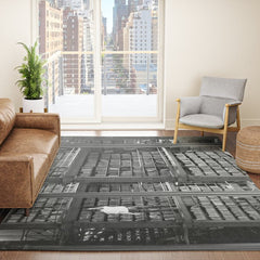 A book lovers dream - Cast-iron Book Alcoves Cincinnati Library black and white photography Rug