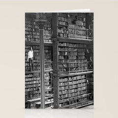 A book lovers dream - Cast-iron Book Alcoves Cincinnati Library black and white photography Stationery Card